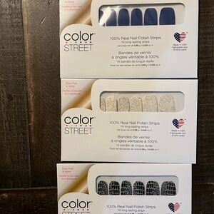 Color Street Navy, White Glitter & Black Pattern Nail Strips